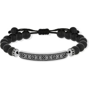 Bracelet argent 925 zirconias noirs et perles en agates noires- MATY