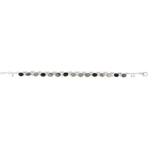 MATY OUTLET -Bracelet argent 925 onyx noirs labradorites et quart gris 20 cm