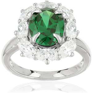 Bague argent 925 zirconias vert ovale et blancs- MATY 49-50,51-52,53-54,55-56,57-58,59-60,61-62