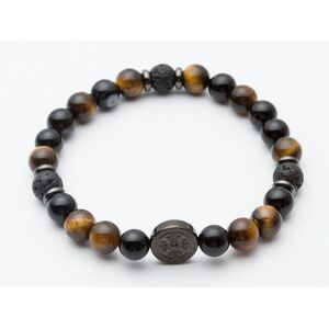 Bracelet pierres de lave onyx et oeil de tigre 19 cm- MATY