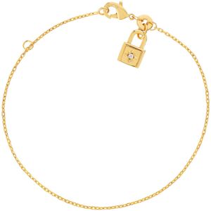 Bracelet plaquÃ© or jaune motif cadenas, zirconia 18 cm- MATY