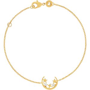 Bracelet plaquÃ© or jaune motif lune et Ã©toiles zirconias 18 cm- MATY