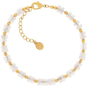 Bracelet plaquÃ© or jaune quartz rose 19.5 cm- MATY