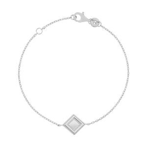 Bracelet argent 925, motif losange perlÃ© 18 cm- MATY