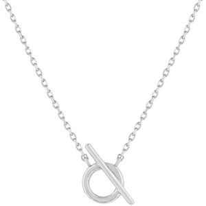 Collier argent 925 motif fermoir T/bar 45cm- MATY