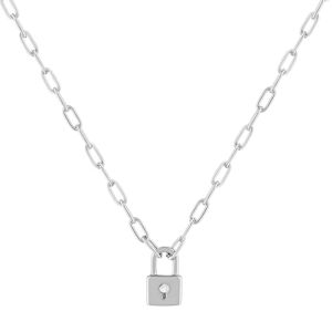Collier argent 925, motif cadenas zirconias 45 cm- MATY