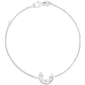 Bracelet argent 925, motif lune et Ã©toile zirconias 18 cm- MATY