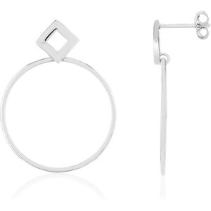 Boucles d'oreilles argent 925 motif losange et anneau- MATY