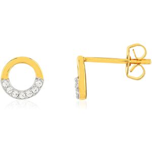 Boucles d'oreilles plaquÃ© or jaune, motif anneau zirconias.- MATY