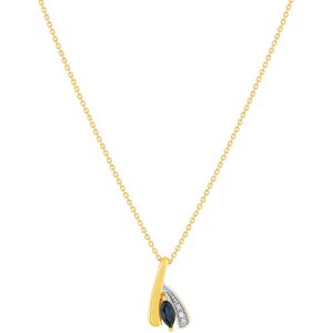 Collier or 375 jaune 2 tons saphir et diamant 45cm avec anneau de raccourcissement 42cm- MATY