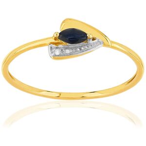 Bague or 375 jaune 2 tons saphir et diamant- MATY 49-50,51-52,53-54,55-56,57-58,59-60,61-62,63-64