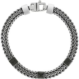 Bracelet argent 925 tressÃ© onyx carrÃ©s 21cm- MATY