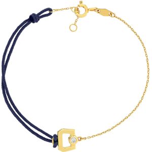 Bracelet boucle chaine or recyclÃ© 750 jaune diamant et cordon marine 18cm- MATY