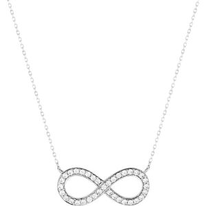 Collier or 375 blanc motif infini zirconias 45 cm avec anneau de raccourcissement Ã  42cm- MATY