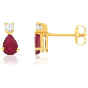 Boucles d'oreilles or 750 jaune rubis et zirconias- MATY