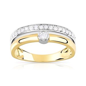 Bague 2 ors 750 alliance et solitaire 0,05 carat diamants- MATY 59,49,54,50,51,55,62,52,53,56,57,58,60,61,48