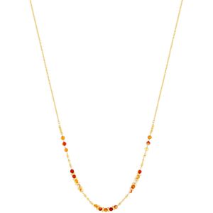 Collier acier dorÃ© aventurines oranges 45 cm- MATY