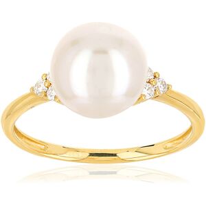 MATY OUTLET -Bague or jaune 750 perle culture japon diamant 50,58,59,55,57,54,61,56,51,52,60,62,53