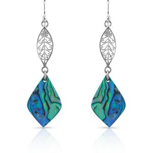 Boucles d'oreilles argent 925 pendants losanges nacre abalone- MATY