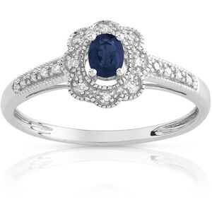 Bague argent 925 saphir ovale et diamants- MATY 49-50,51-52,53-54,55-56,57-58,59-60,61-62,63-64,65-66