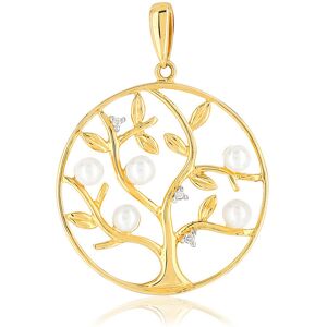 Pendentif or 375 jaune arbre de vie perles de culture de Chine et diamants- MATY