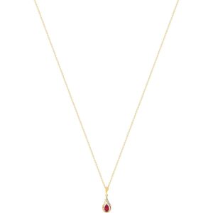 Collier or 375 2 tons rubis taille poire et diamants 45 cm- MATY