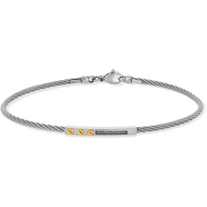 Bracelet acier et or 375 jaune cÃ¢ble- MATY