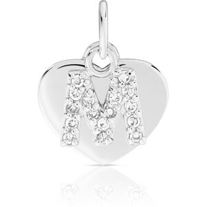 Pendentif argent 925 initiale coeur poli zirconias- MATY A,B,C,D,E,F,G,H,I,J,K,L,M,N,O,P,R,S,T,V,Y,Z