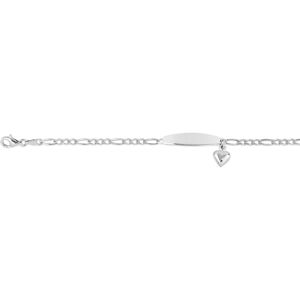 Bracelet identitÃ© argent 925 pampille coeur et maille cheval personnalisable 17 cm- MATY