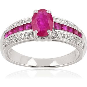 Bague or 750 blanc rubis et diamant- MATY 52,55,57,58,59,62,60,61,56,50,51,53,54