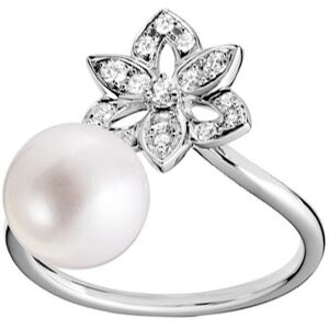 MATY OUTLET -Bague or 750 blanc perle de culture du japon diamant 50,51,52,53,54,55,56,57,58,59,60