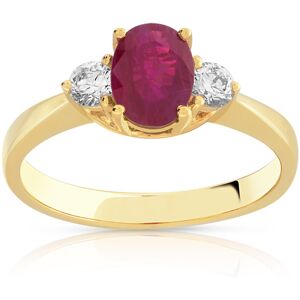 MATY OUTLET -Bague or 750 jaune rubis et diamant 48,49,50,51,52,53,54,55,56,57,58,59,60,61,62