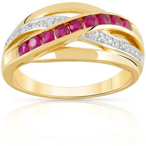 Bague or 750 2 tons anneaux entrelacÃ©s rubis et diamants- MATY 55,53,54,48,49,51,52,58,62,61,50,56,57,59,60