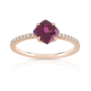 Bague or 375 rose grenat rhodolite carrÃ©e et diamants- MATY 48,49,50,51,52,53,54,55,56,57,58