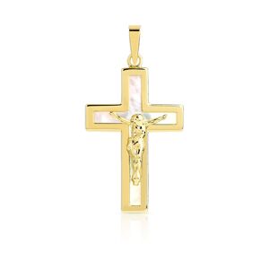 Pendentif croix or 375 jaune et nacre Crucifix- MATY