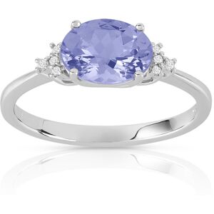 Bague or 375 blanc tanzanite ovale et diamants- MATY 50,51,52,53,54,55,56,57,58,59,60,61,62