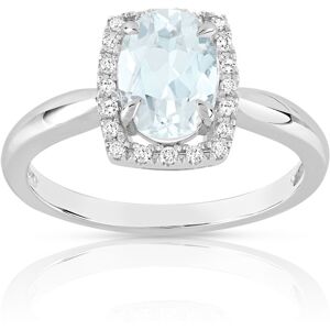 Bague or 375 blanc aigue-marine ovale et diamants- MATY 63,50,60,51,65,64,52,56,53,58,66,57,54,55,59,61,62