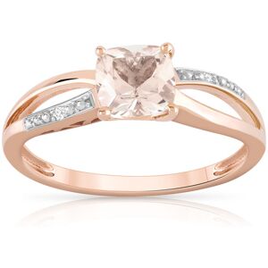 Bague or 375 rose morganite carrÃ©e et diamants- MATY 50,62,52,57,58,59,60,61,53,55,54,56,51