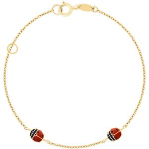 Bracelet or 375 jaune coccinelles laque rouge et noire 15 cm- MATY