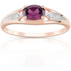 Bague or 375 rose grenat rhodolite et diamants- MATY 54,57,59,60,61,56,48,49,58,52,62,53,55,50,51