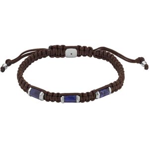 Bracelet FOSSIL acier cordon brun et sodalites- MATY