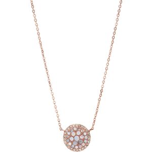 Collier FOSSIL acier inoxydable rosÃ© nacres et zirconias 41 cm- MATY