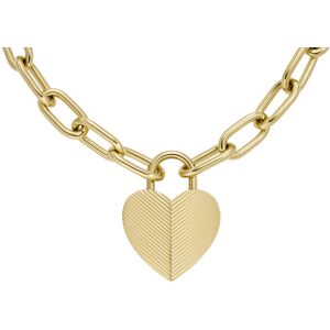 Collier FOSSIL acier inoxydable dorÃ© pendentif coeur 50 cm- MATY