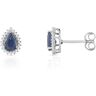 Boucles d'oreilles or 750 blanc gouttes saphirs taille poire et diamants- MATY