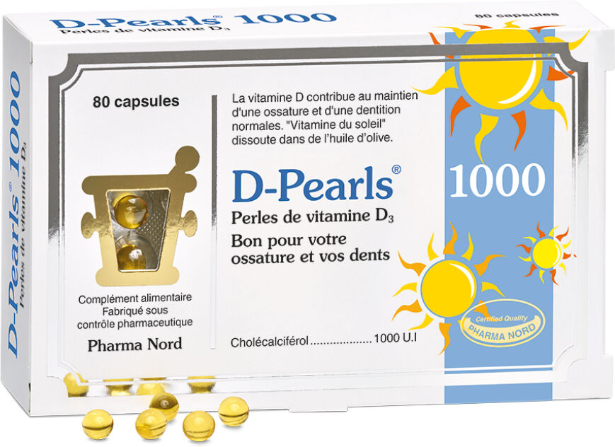 Vitamine D3 - D-Pearls 1000 Pharma Nord : Conditionnement - 80 capsules