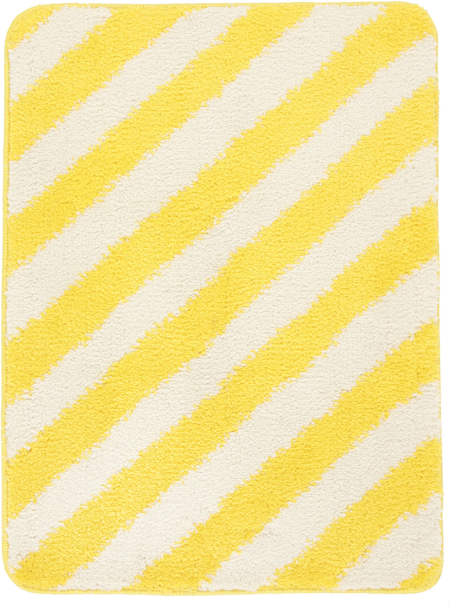 RugVista Bianca Stripe tapis de bain - Jaune / Blanc écru 50x67