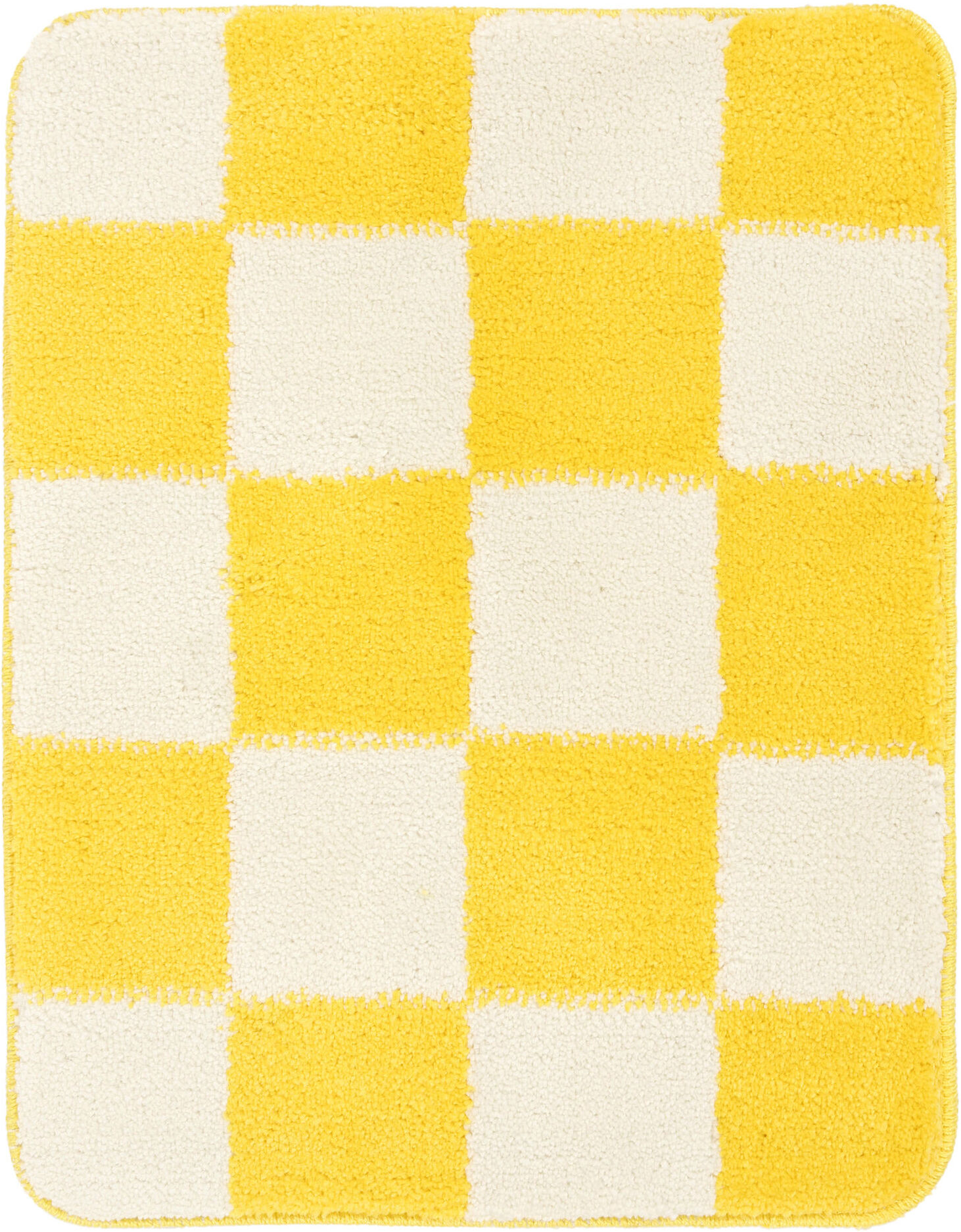 RugVista Luca Chess tapis de bain - Jaune / Blanc écru 50x67