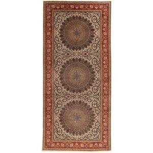 Noue a la main. Origine: Persia / Iran Tapis Tabriz 60 Raj Chaîne De Soie 200X450 Tapis De Couloir Marron/Orange ( Perse/Iran)