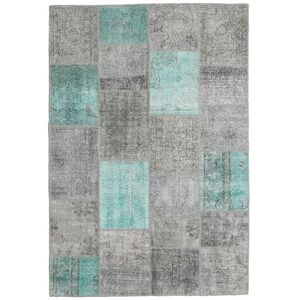 Noue a la main. Origine: Turkey Fait Main Patchwork 158X232 Tapis De Laine Gris/Petrole Petit Tapis