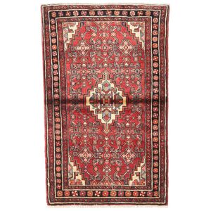 Noue a la main. Origine: Persia / Iran Tapis Persan Hosseinabad Tapis 96X155 Rouge/Rouge Fonce (Laine, Perse/Iran)